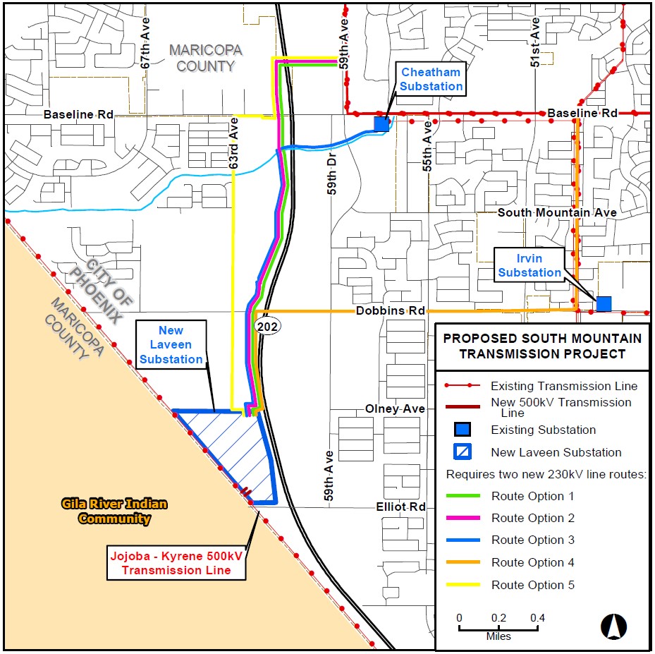 SRP South Mountain Transmission Project area map